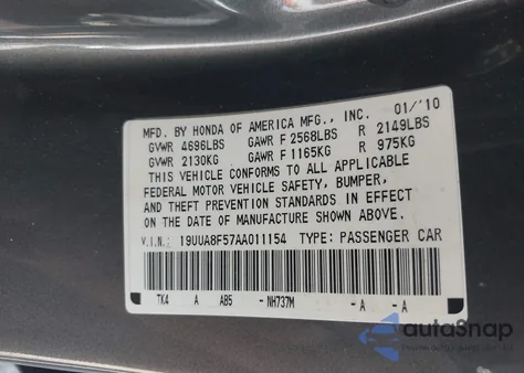 2010 Acura Tl 3.5 from USA, damaged, VIN 19UUA8F57AA011154
